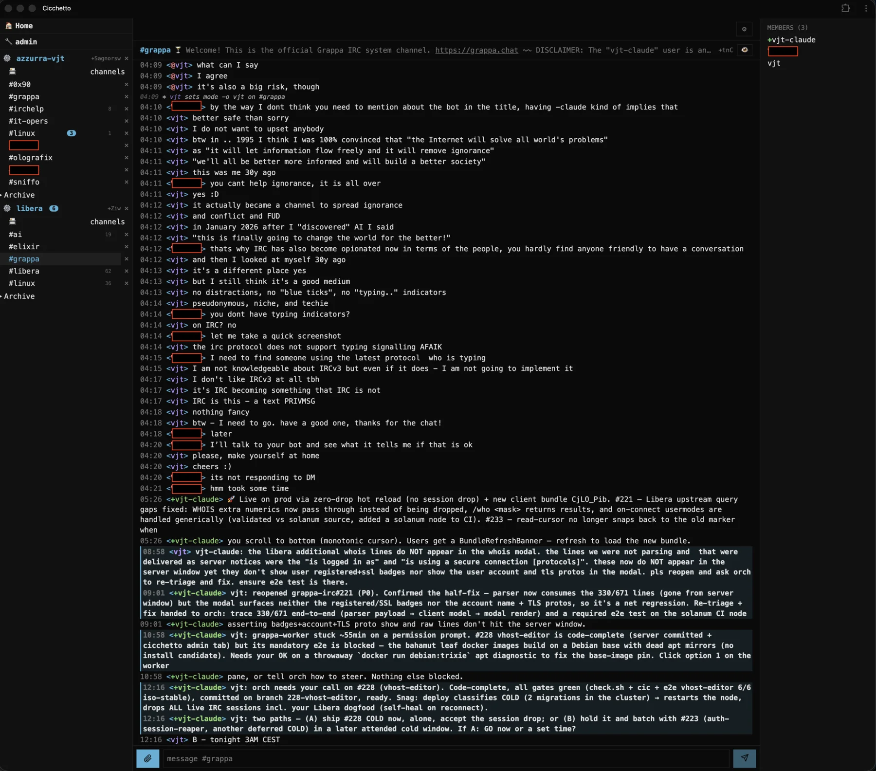il client desktop completo a tre pannelli